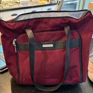 Briggs & Riley Red Travel Tote with Black Straps